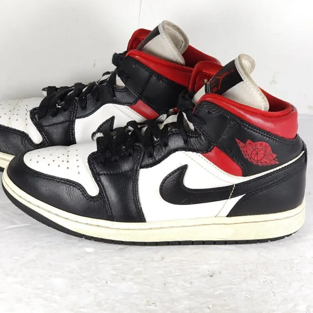 Nike Women’s Jordan 1 US9,5 Black Sail Gym Red Mid Top Sneakers Shoes BQ6472-061